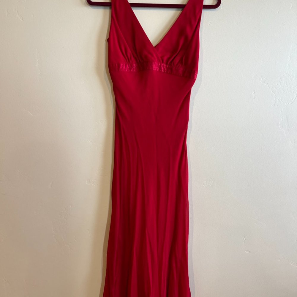 BCBGMaxAzria Long Silk Red Dress